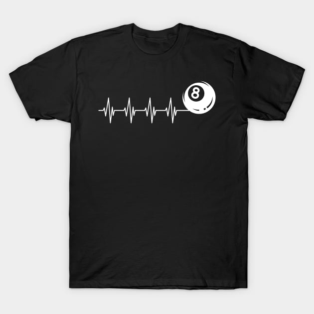 Billiard Heartbeat T-Shirt by KC Happy Shop